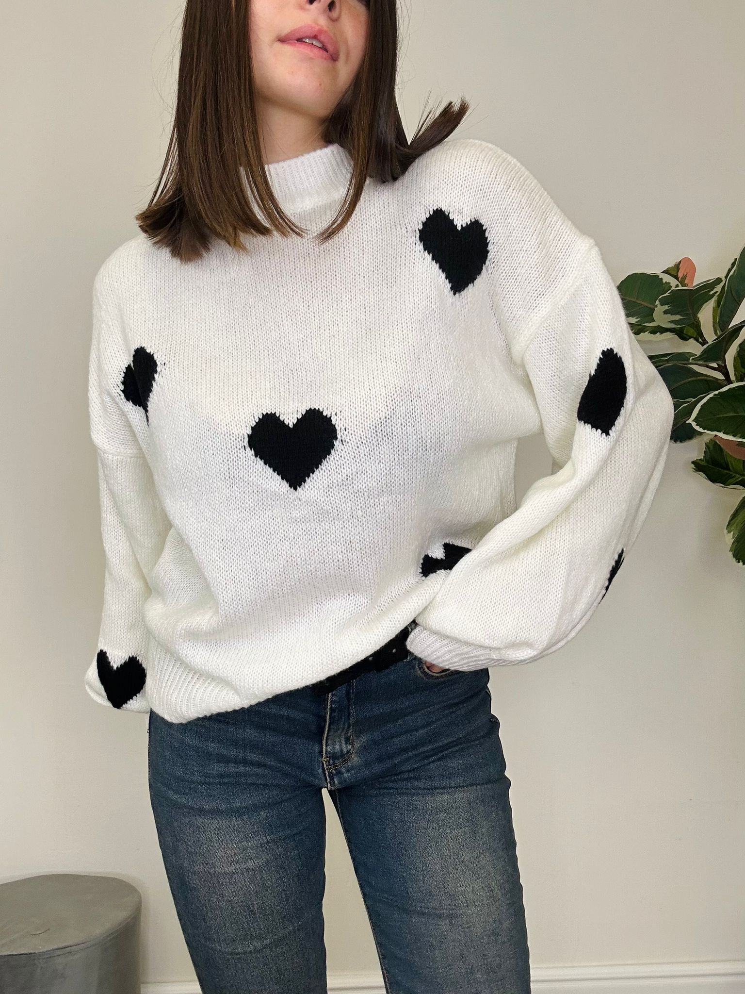 Maglione Hearts - Bianco