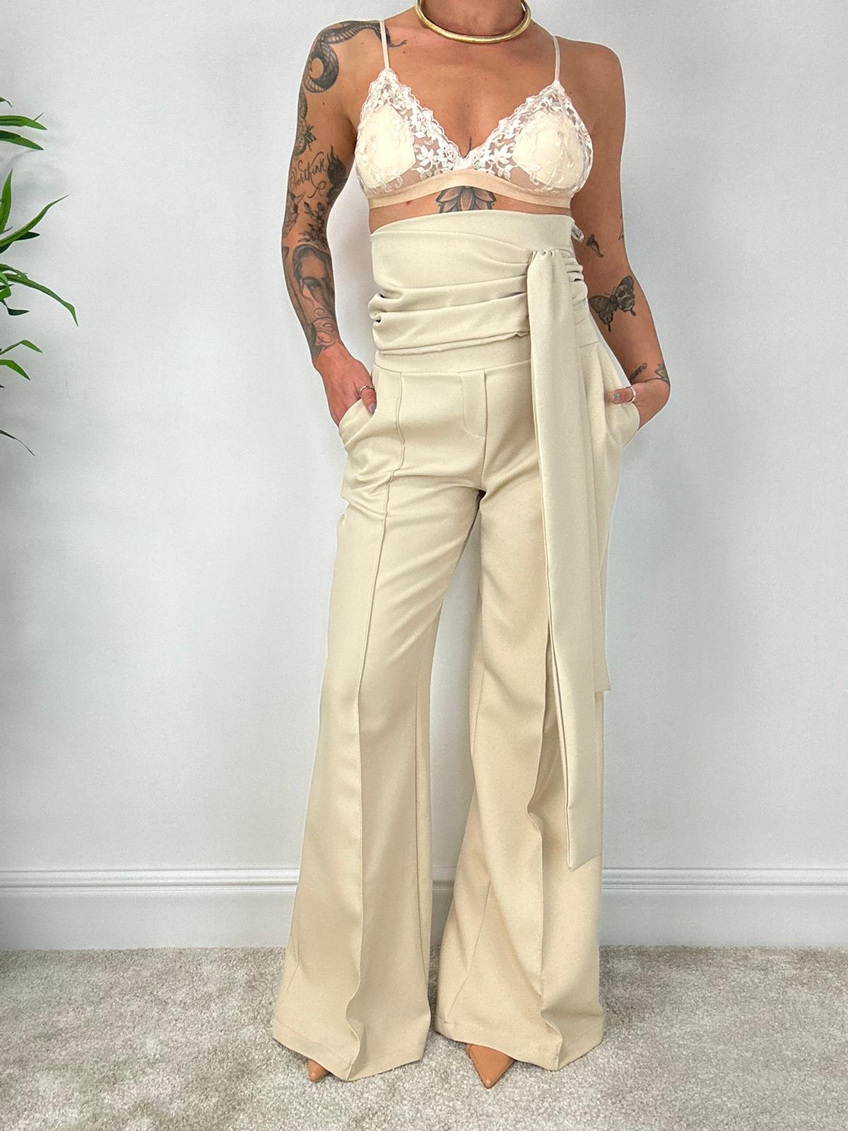 Pantalone Palazzo Vita Alta - Beige