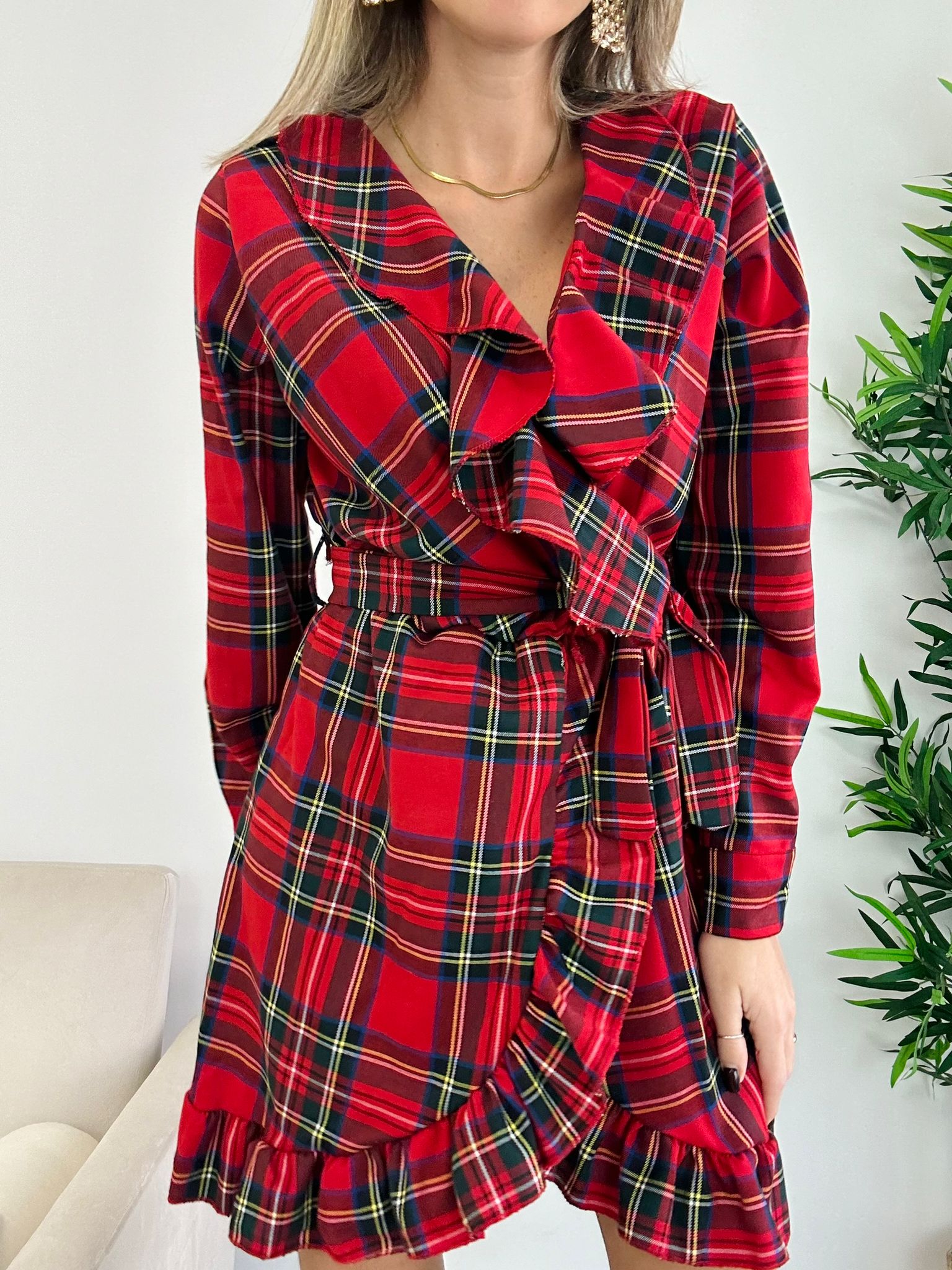 Abito Tartan a Portafoglio - Rosso