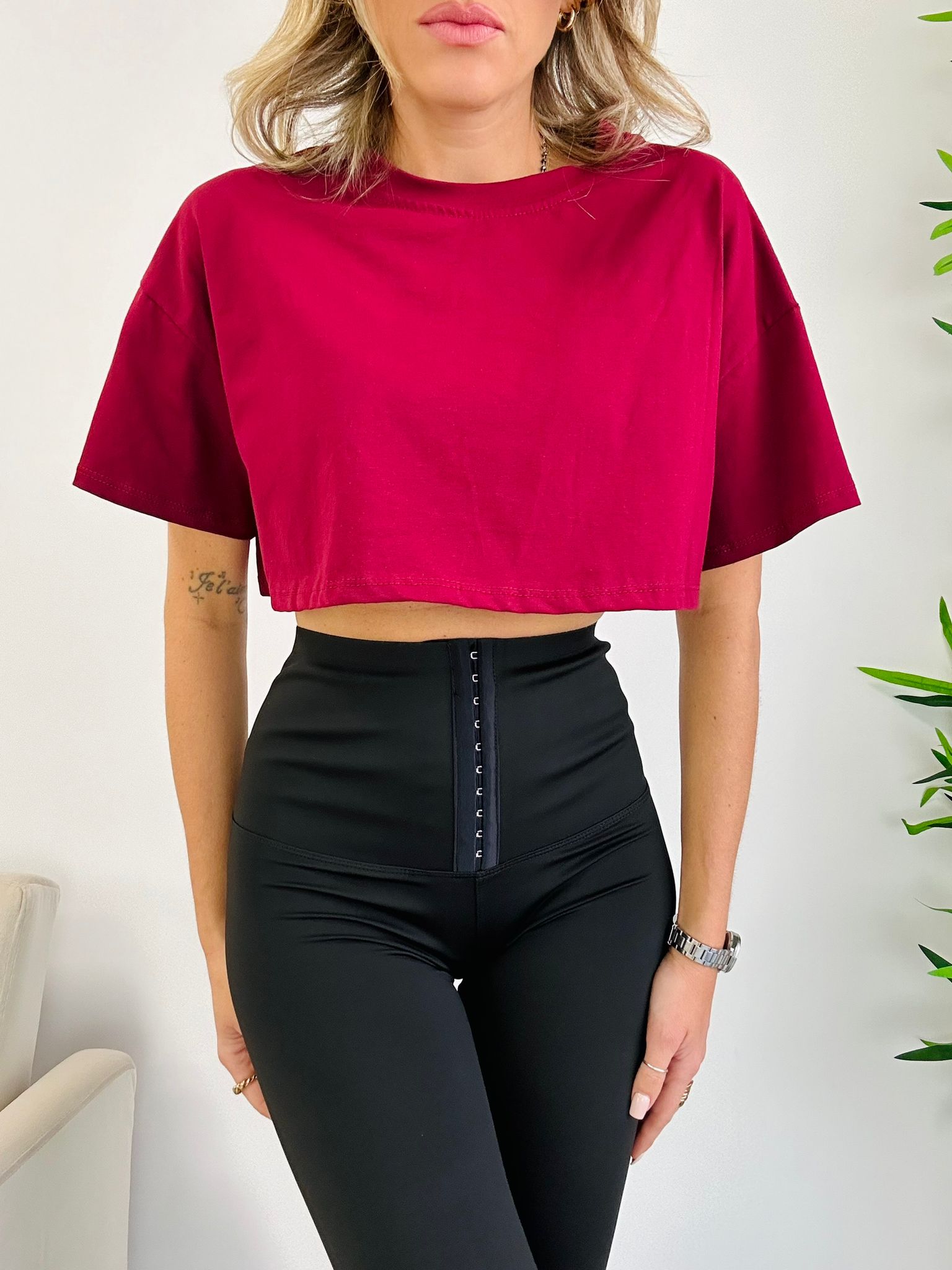 Crop-T-Shirt – Bordeaux