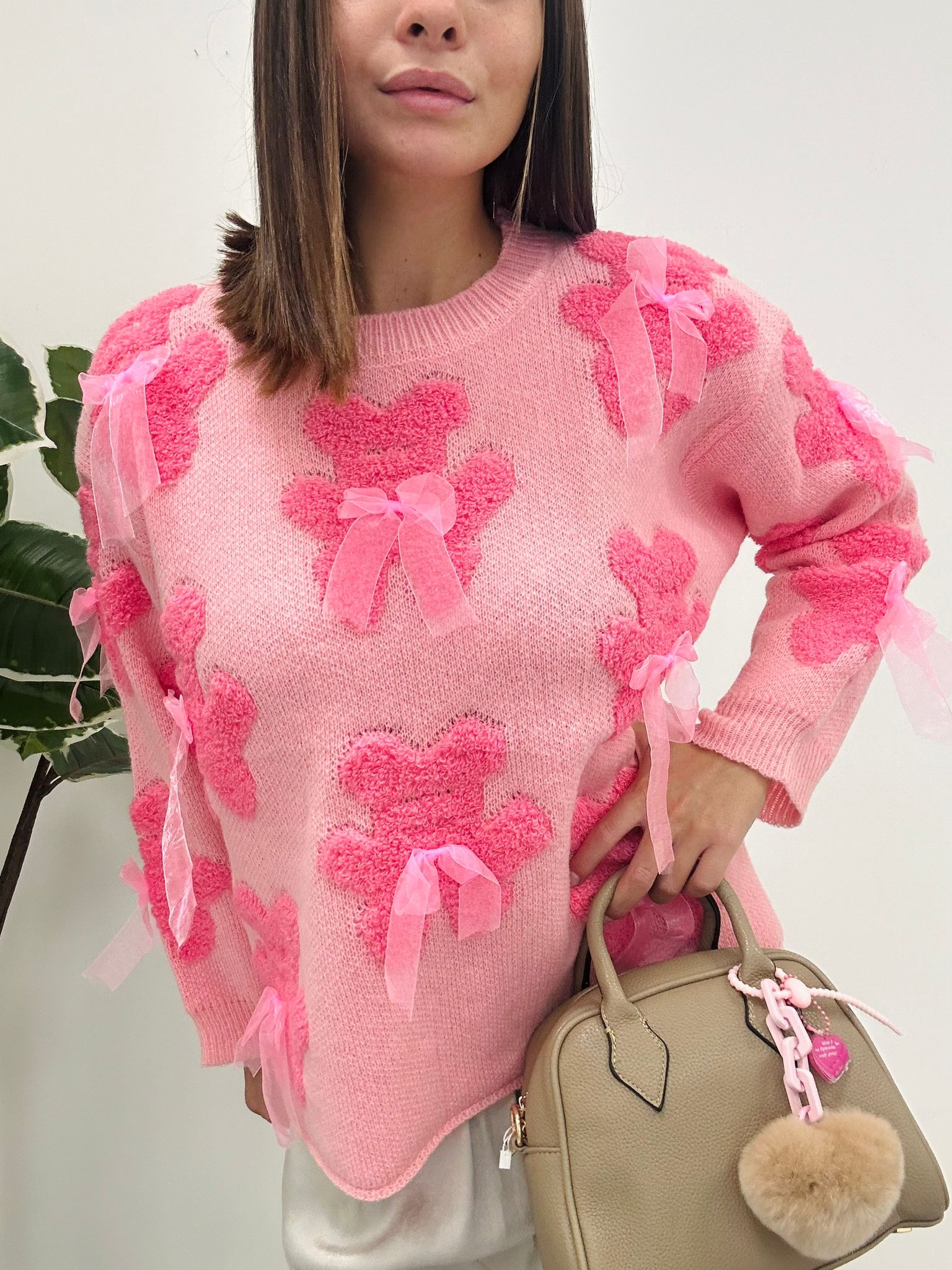 Maglione Orsetto - Fondo Rosa