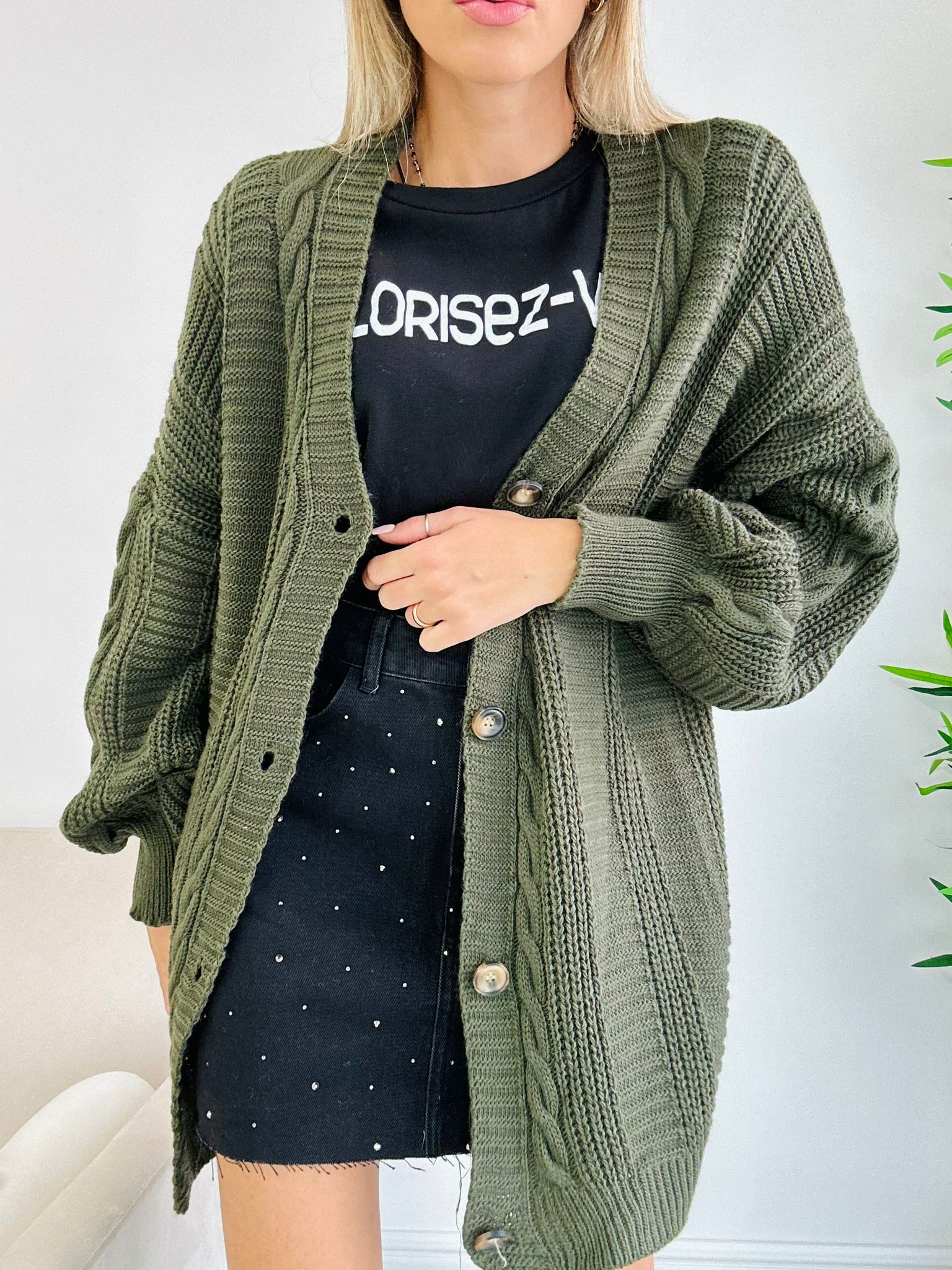 Cardigan Sofia in lana - Verde