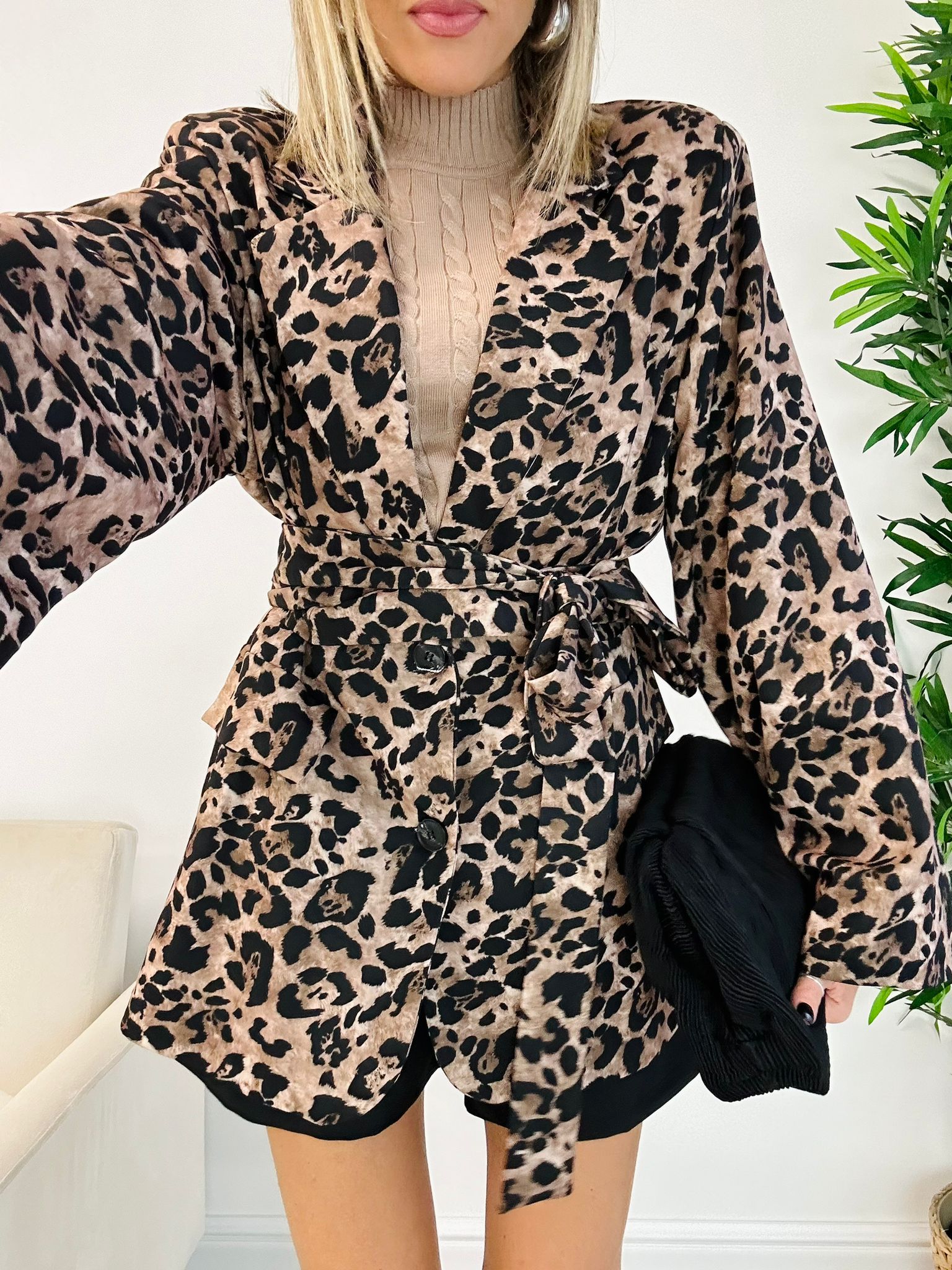 Blazer Animalier - Beige e Nero